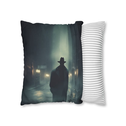 Mystery Detective Alley - Noir Book Cover Artwork Spun Polyester Square Pillow Case