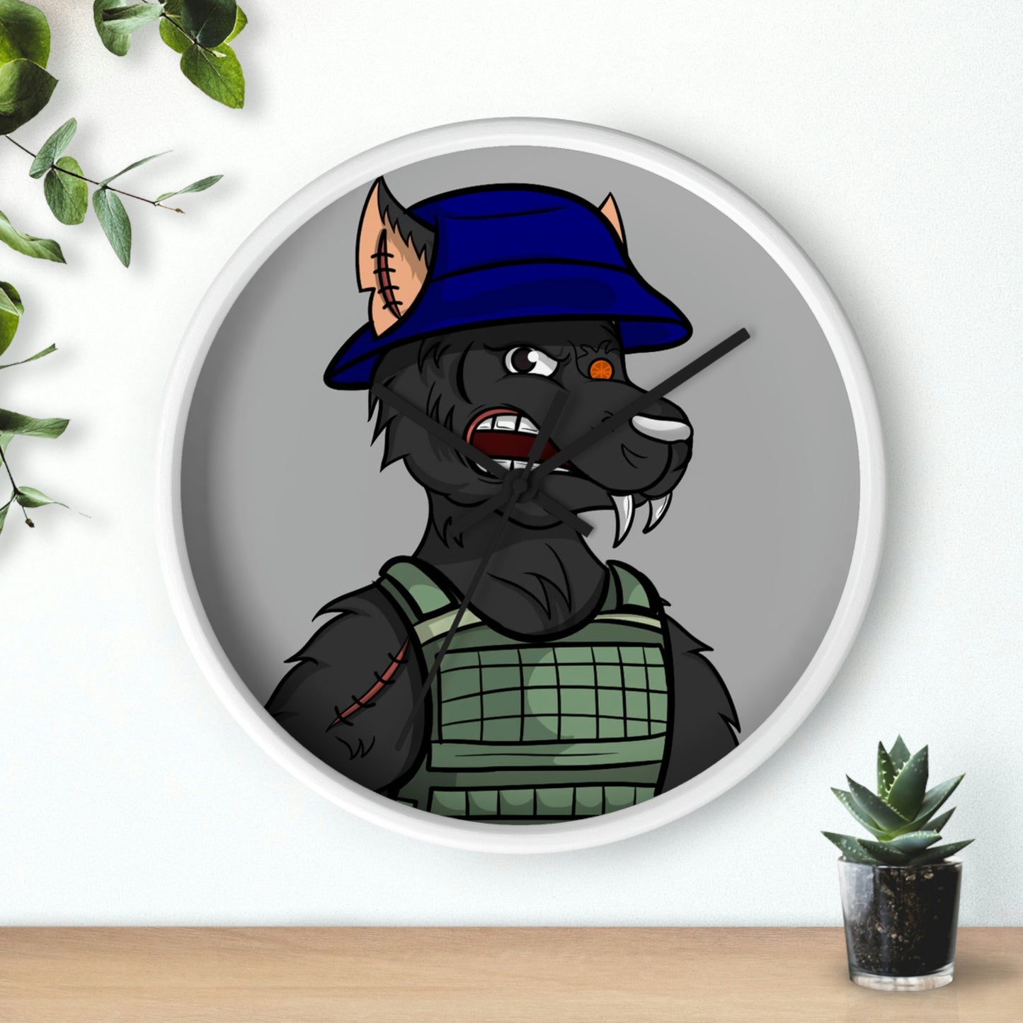 Army Wolf Wall clock