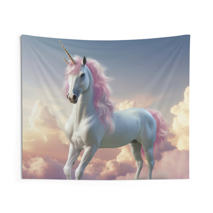 Ilustraciones de unicornio y arcoíris: caprichosos tapices de pared para interiores con diseño en colores pastel