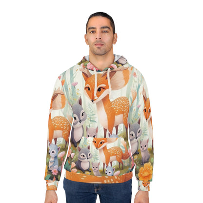 Lindas criaturas del bosque caprichoso arte animal unisex sudadera con capucha (AOP)