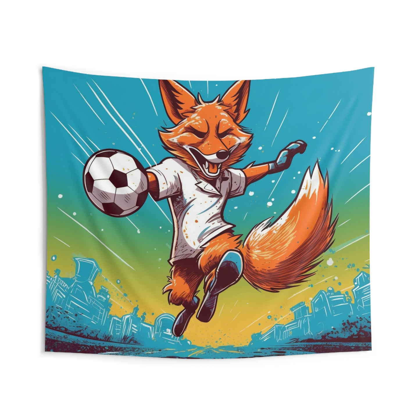 Fox Soccer Athletic Sport Anime Graphic Indoor Wall Tapestries