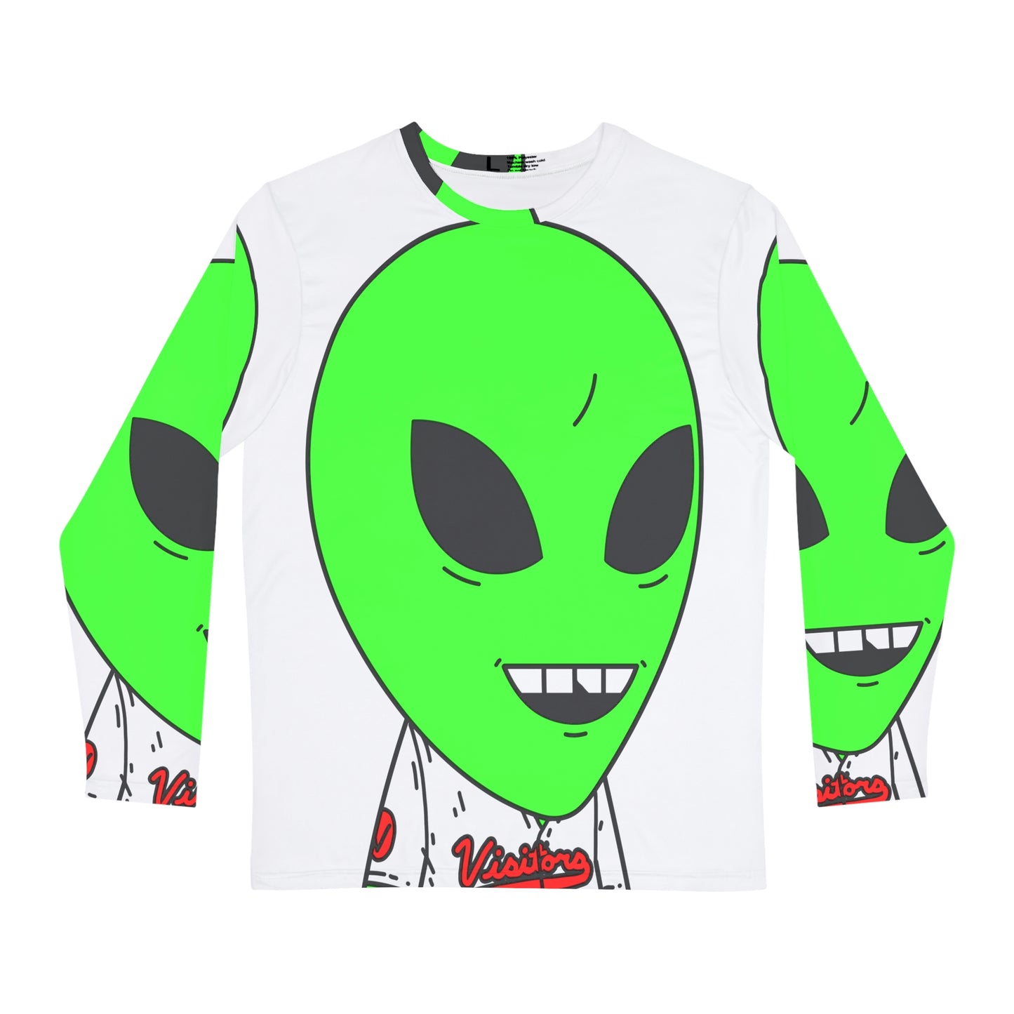 Visitors Sport Team Jersey Green Alien Chipped Tooth Character Men's Long Sleeve AOP Shirt