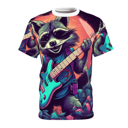 Furry Raccoon Guitarist: Animal Musician Rock Star Unisex Cut & Sew Tee (AOP)