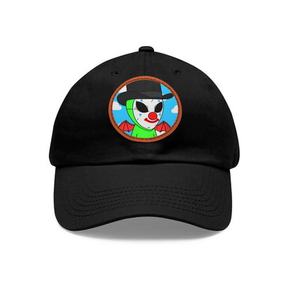 Clown Visitor Green Alien w/ Devil Wings Dad Hat with Leather Patch (Round)