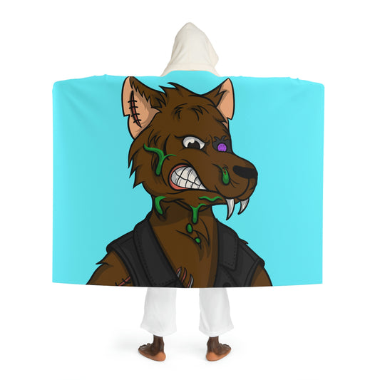 Green Goo Brown Wolve Fur Cyborg Werewolf Hooded Sherpa Fleece Blanket