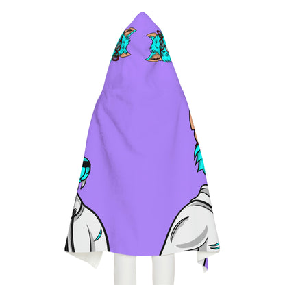 Aqua Blue Cyborg Lovely Heart Wolf Youth Hooded Towel