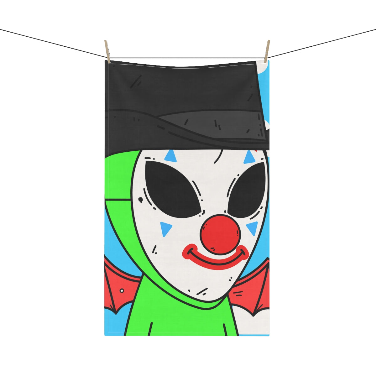 Clown Visitor Green Alien w/ Devil Wings Kitchen Towel