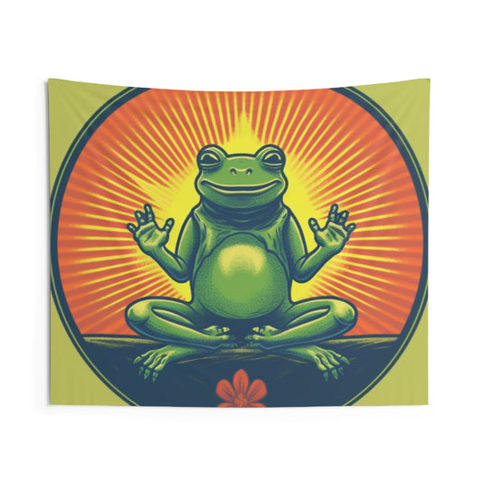 Yoga Frog Namaste Amphibian Relax Graphic Indoor Wall Tapestries