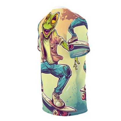 Frog Skateboard Trick Amphibian Sport Graphic Unisex Cut & Sew Tee (AOP)