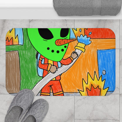 Bombero Alien Veggie Visi Visitante Vegetal Alfombra de baño