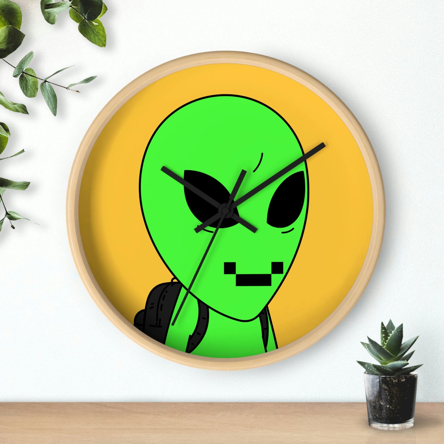 Digital Face Green Apple Head Visitor Wall clock