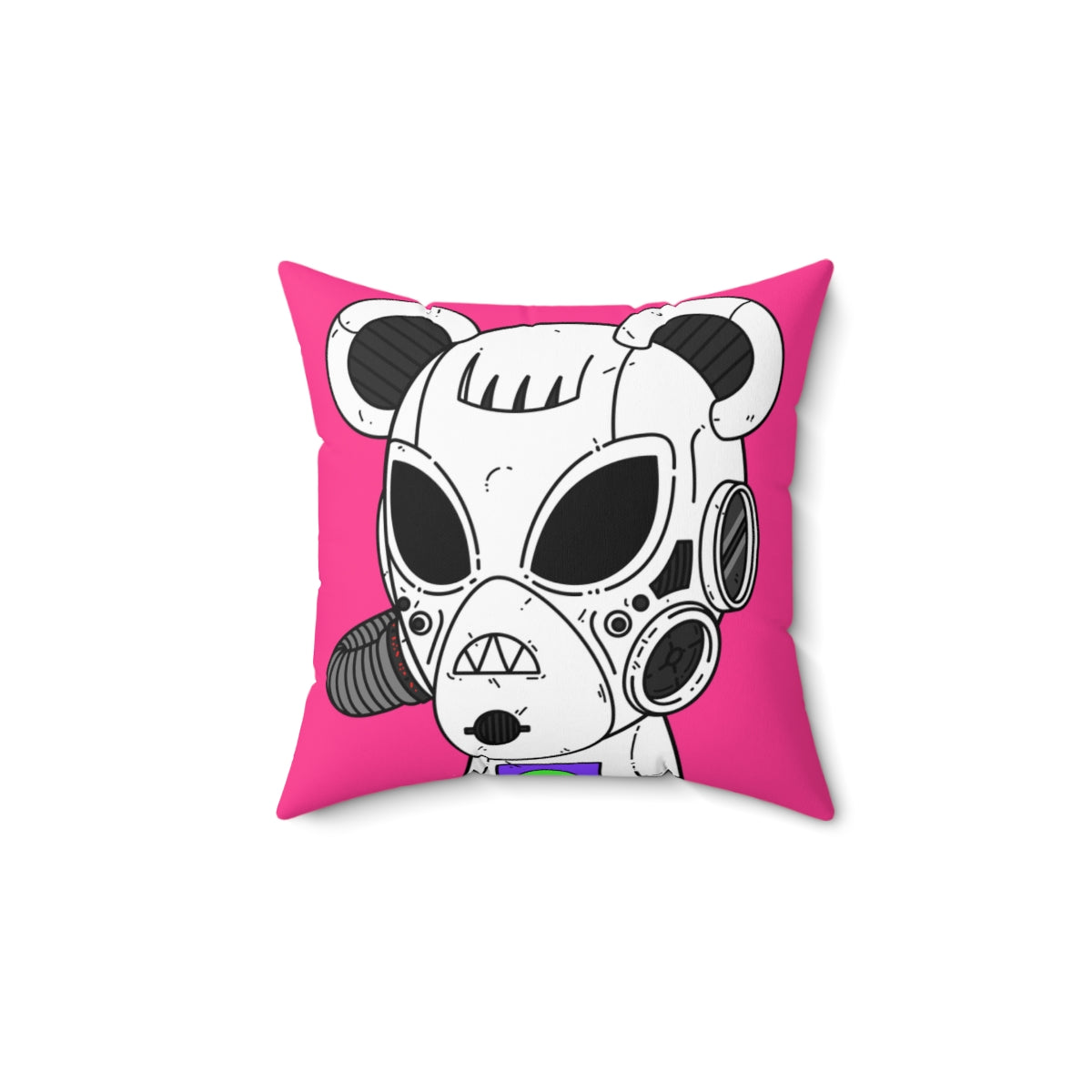 Armored White Mouse Ears Future Alien Cyborg Machine Visitor Spun Polyester Square Pillow