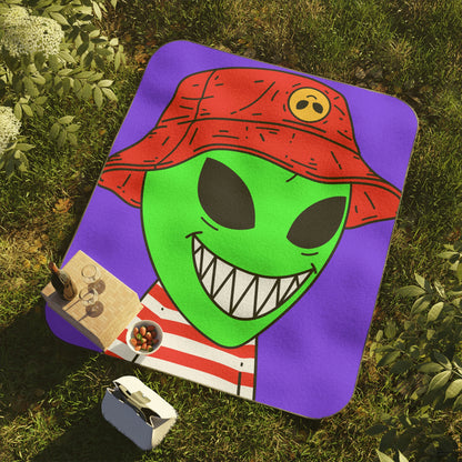 Manta Para Picnic Sonrisa grande de dibujos animados de personaje extraterrestre