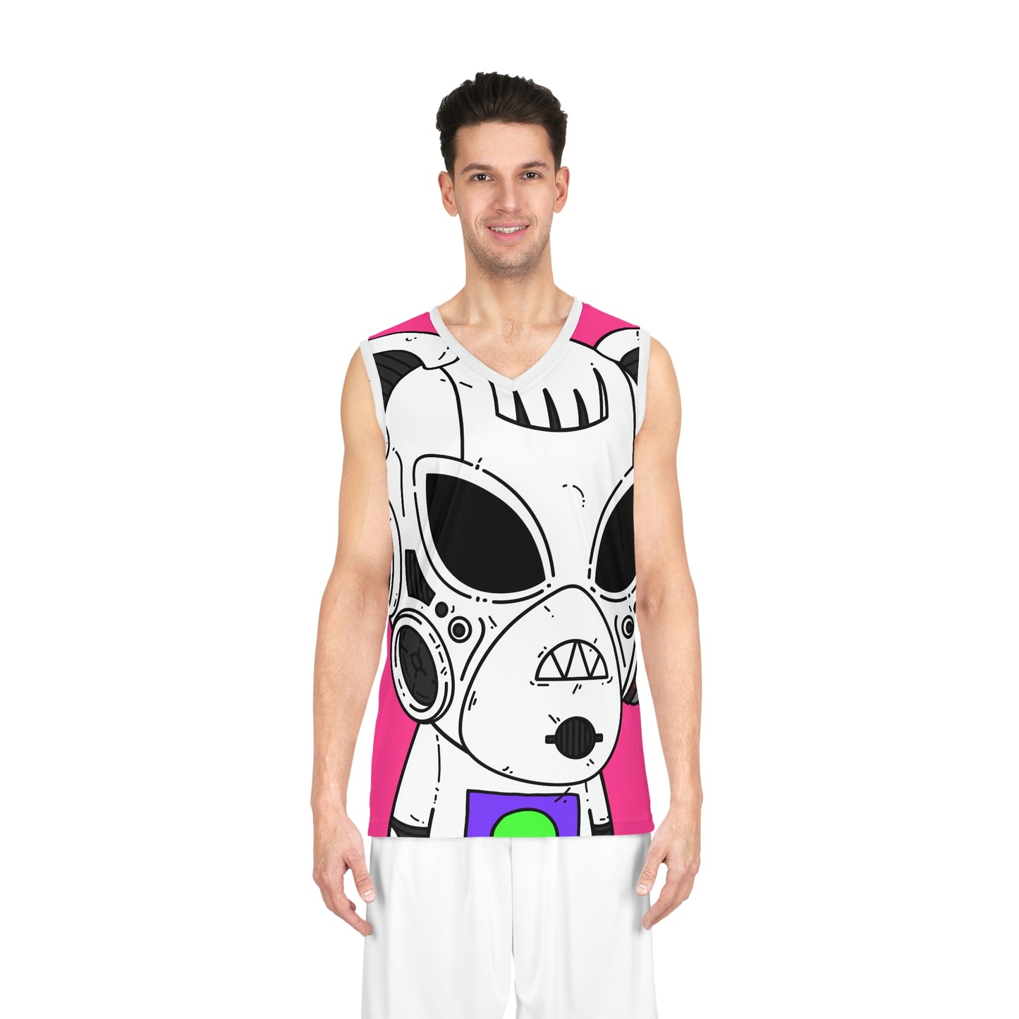 Armored White Mouse Ears Future Alien Cyborg Machine Visitor Basketball Jersey