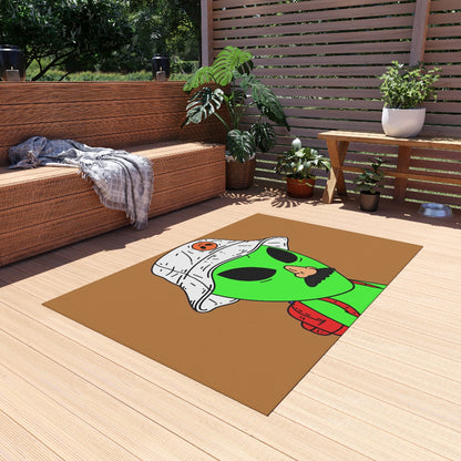 The Visitor Green Alien Space Traveler Outdoor Rug