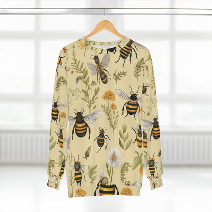 Whimsical Bees & Honeycombs Nature-Friendly Pattern Design Unisex Sweatshirt (AOP)