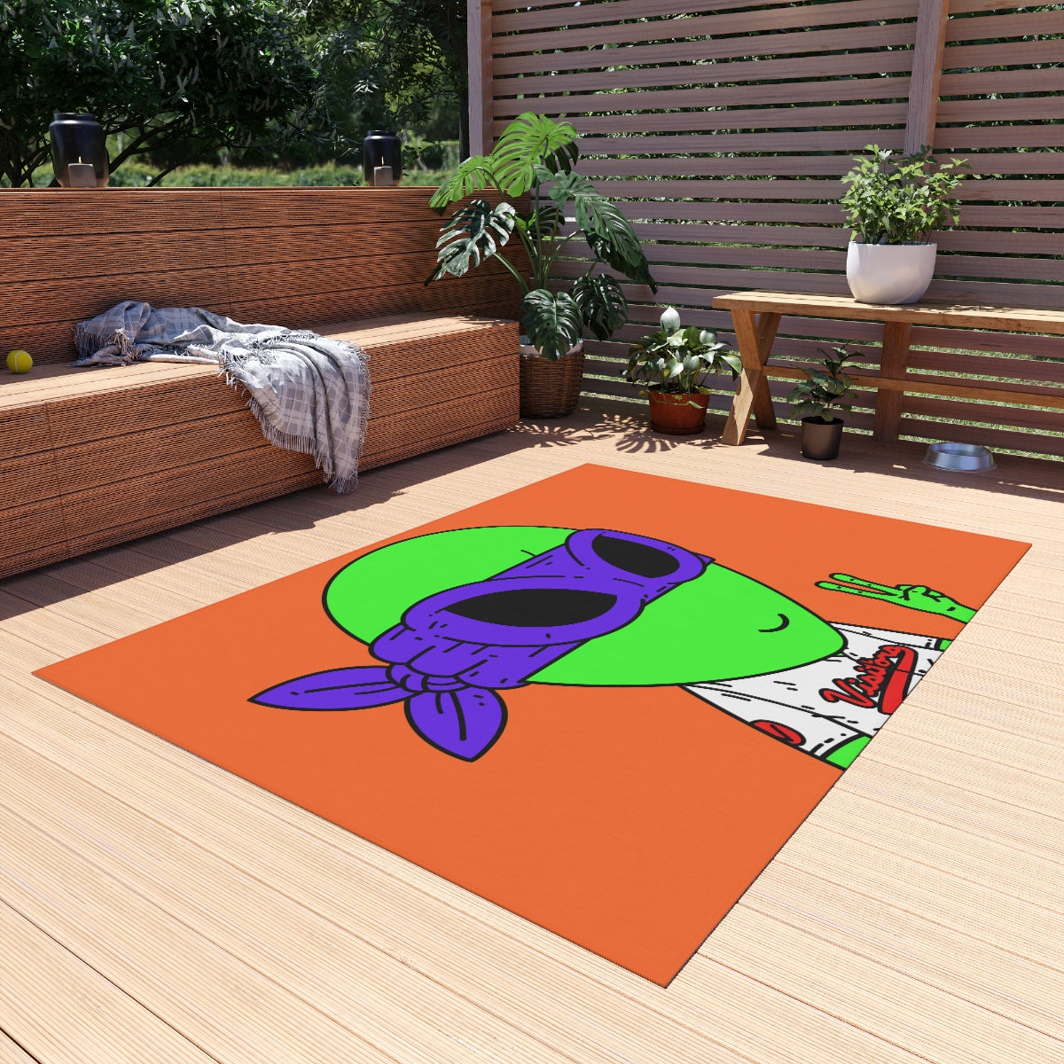 Purple Ninja Peace Visitor Jersey Alien Outdoor Rug