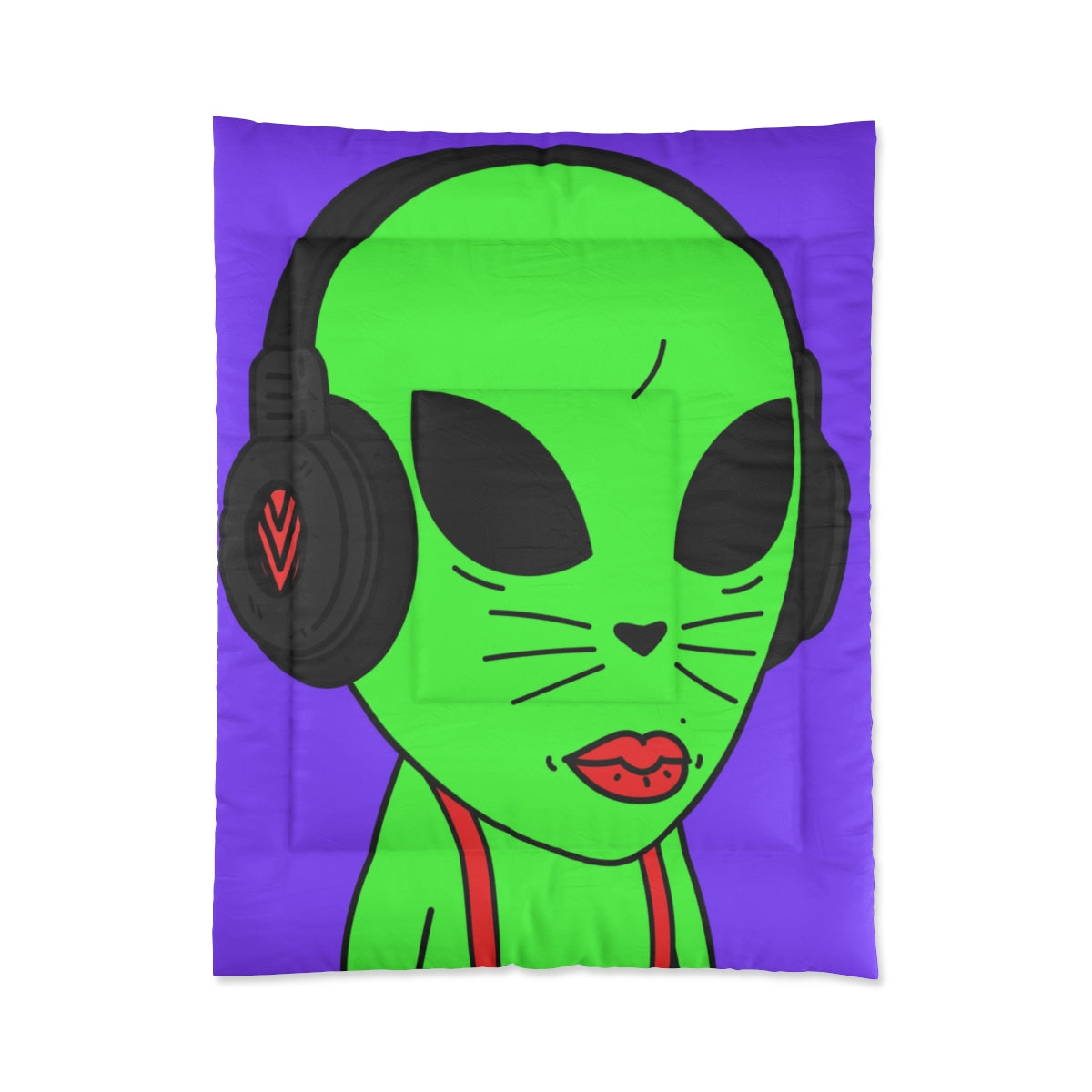 Cat Heart Nose Alien Green Headphones Red Suspenders Visitor Bed Comforter