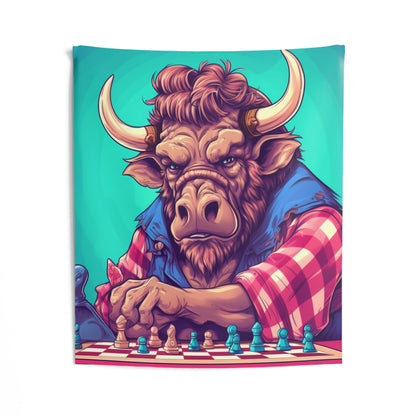 Chess Game Champ Master Bison Buffalo Style Indoor Wall Tapestries