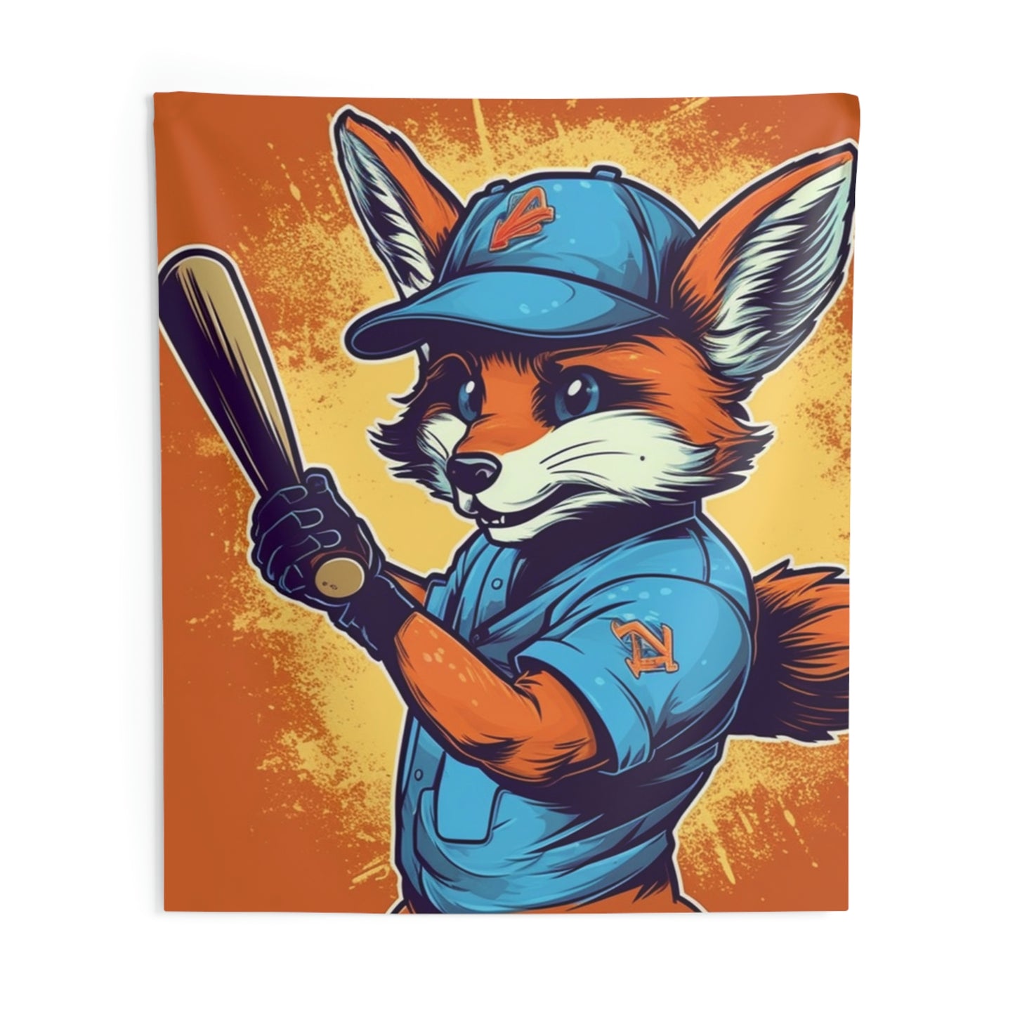 Fox Baseball Sport Player Athletic Graphic Indoor Wall Tapestries