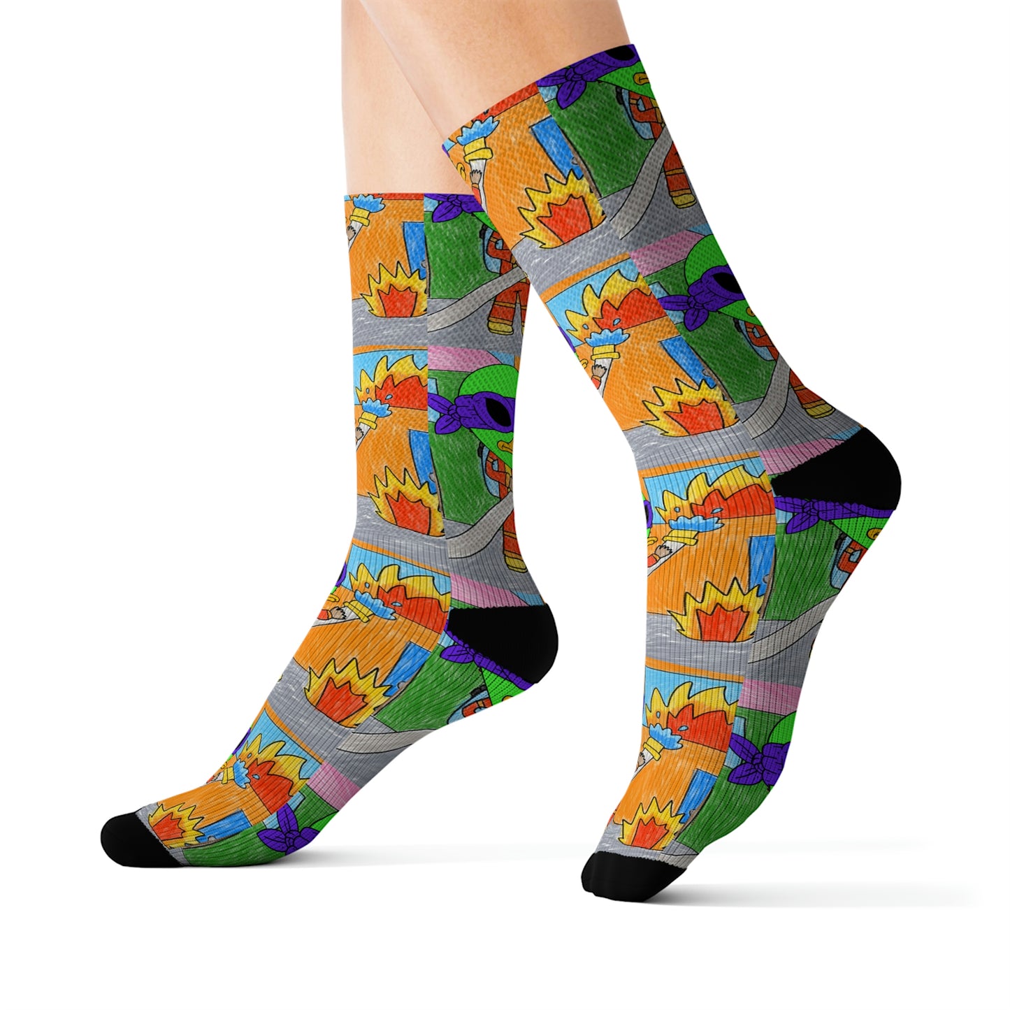 Superhero Fireman Fire Fighter Visitor 751 Alien Sublimation Socks