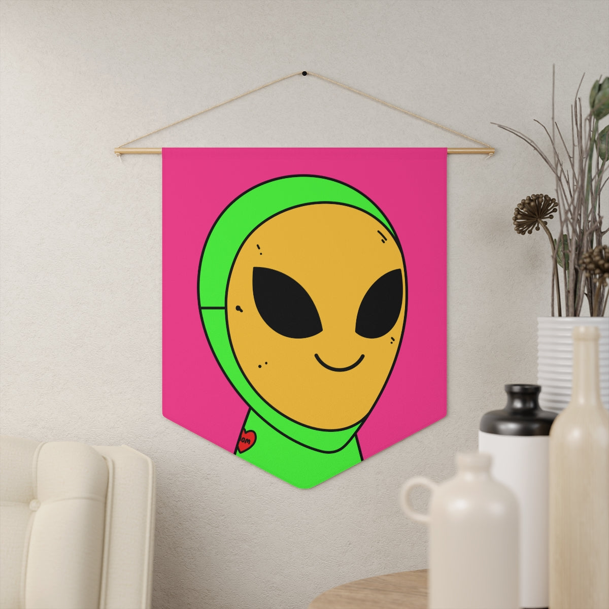 Yellow Mask Visi Alien Facemask Visitor Mom Tattoo Heart Pennant