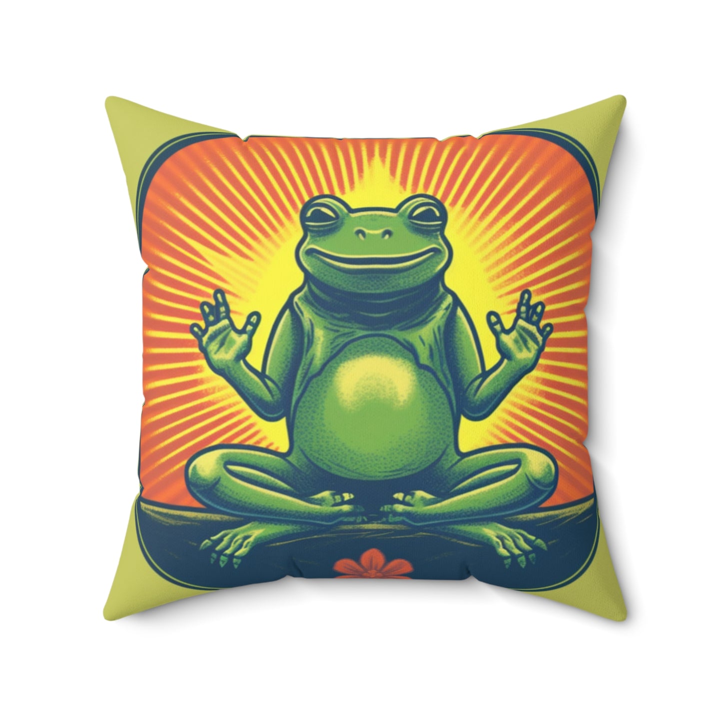 Yoga Frog Namaste Amphibian Relax Graphic Spun Polyester Square Pillow