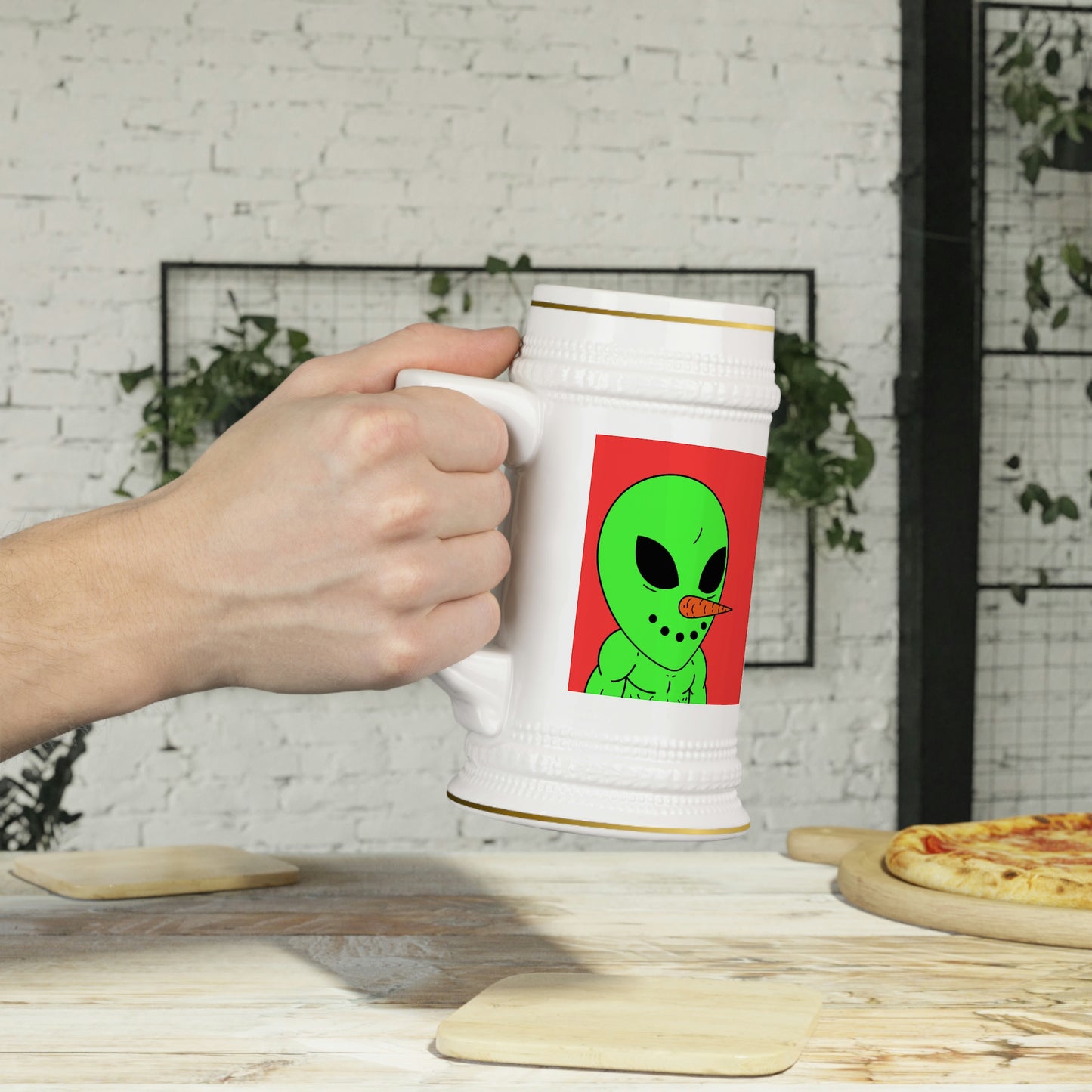 Veggie Visi Alien Vegetable Visitor Beer Stein Mug