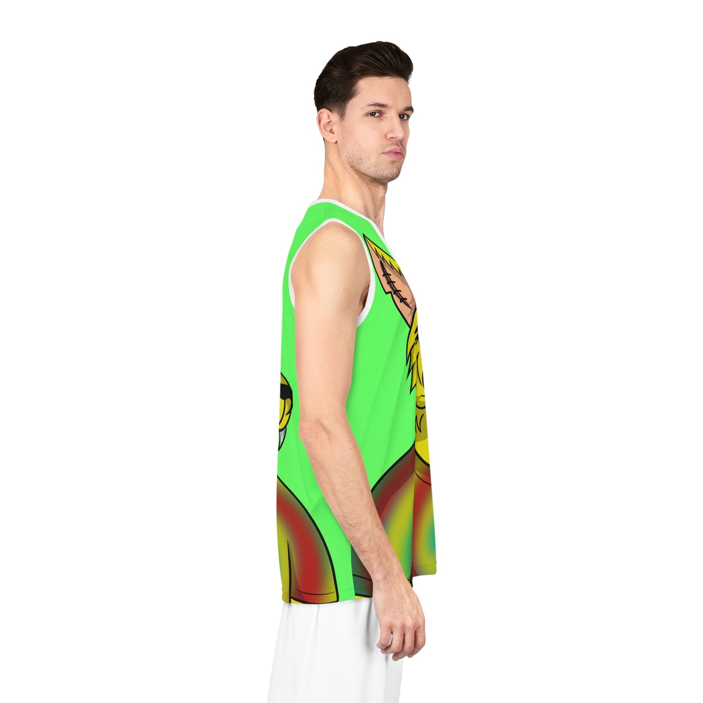 Lobo Cyborg Tie Dye Camisa de lobo Piel amarilla Gafas de sol frescas Camiseta de baloncesto 