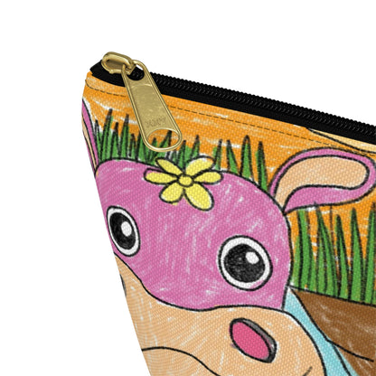 Hippo Hippopotamus Animal Creature Graphic Accessory Pouch w T-bottom