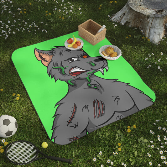 Wolf Grey Cyborg Animal Werewolve Picnic Blanket