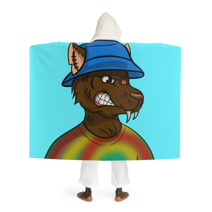 Brown Wolf Fur Cyborg Wolve Bucket Hat Tie Dye Shirt Hooded Sherpa Fleece Blanket