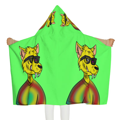 Wolve Cyborg Tie Dye Wolf Shirt Yellow Fur Cool Sun Glasses Youth Hooded Towel