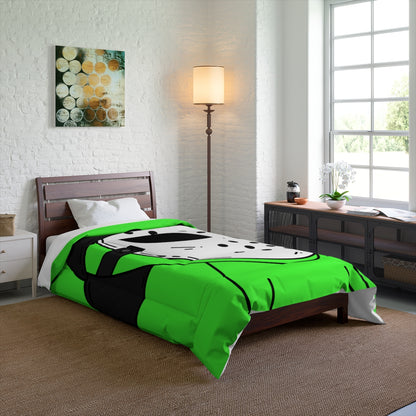 Hockey White Mask Green Alien Visitor Bed Comforter