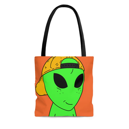 Visitante con sombrero amarillo alienígena verde AOP Bolsa de tela 