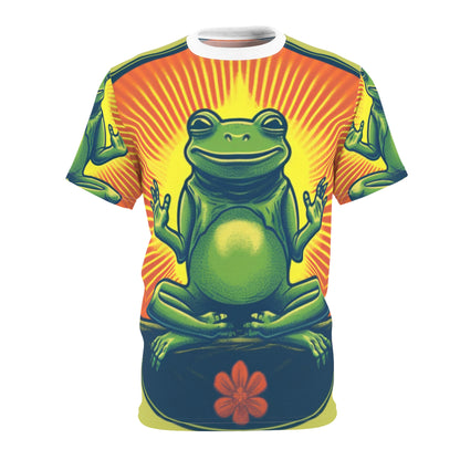 Yoga Frog Namaste Amphibian Relax Graphic Unisex Cut & Sew Tee (AOP)