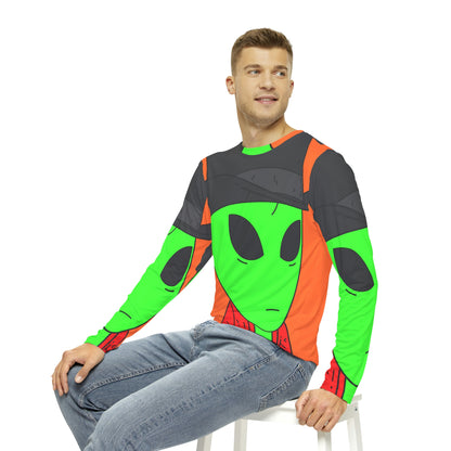 Robe Alien Black Top Hat Green Visitor Men's Long Sleeve AOP Shirt