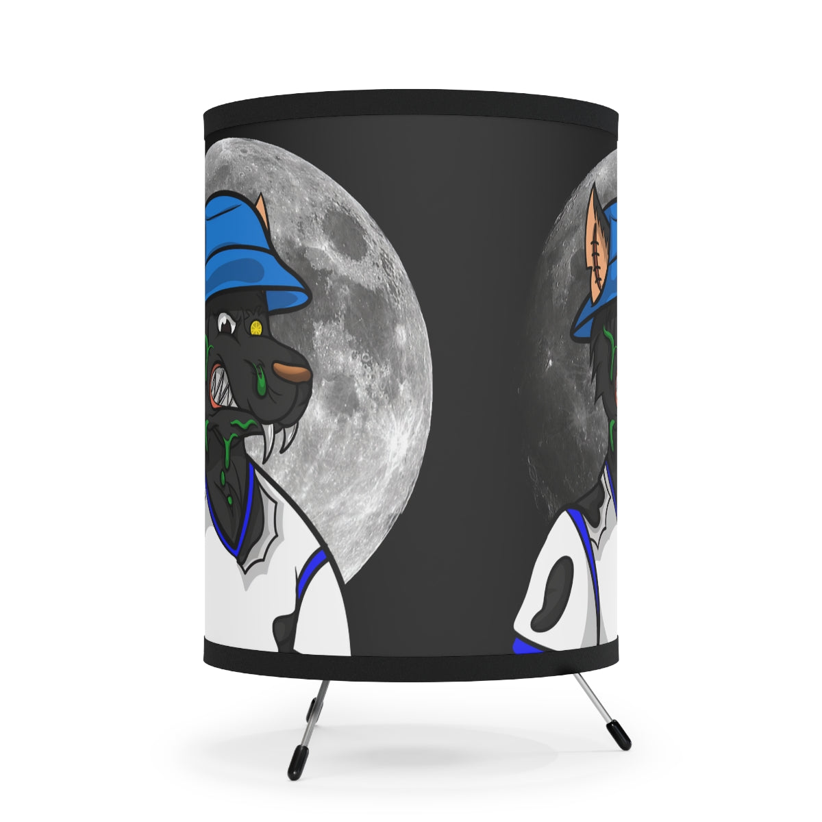 Werewolf Full Moon Cyborg Wolve Tripod Lamp with High-Res Printed Shade, US\CA plug