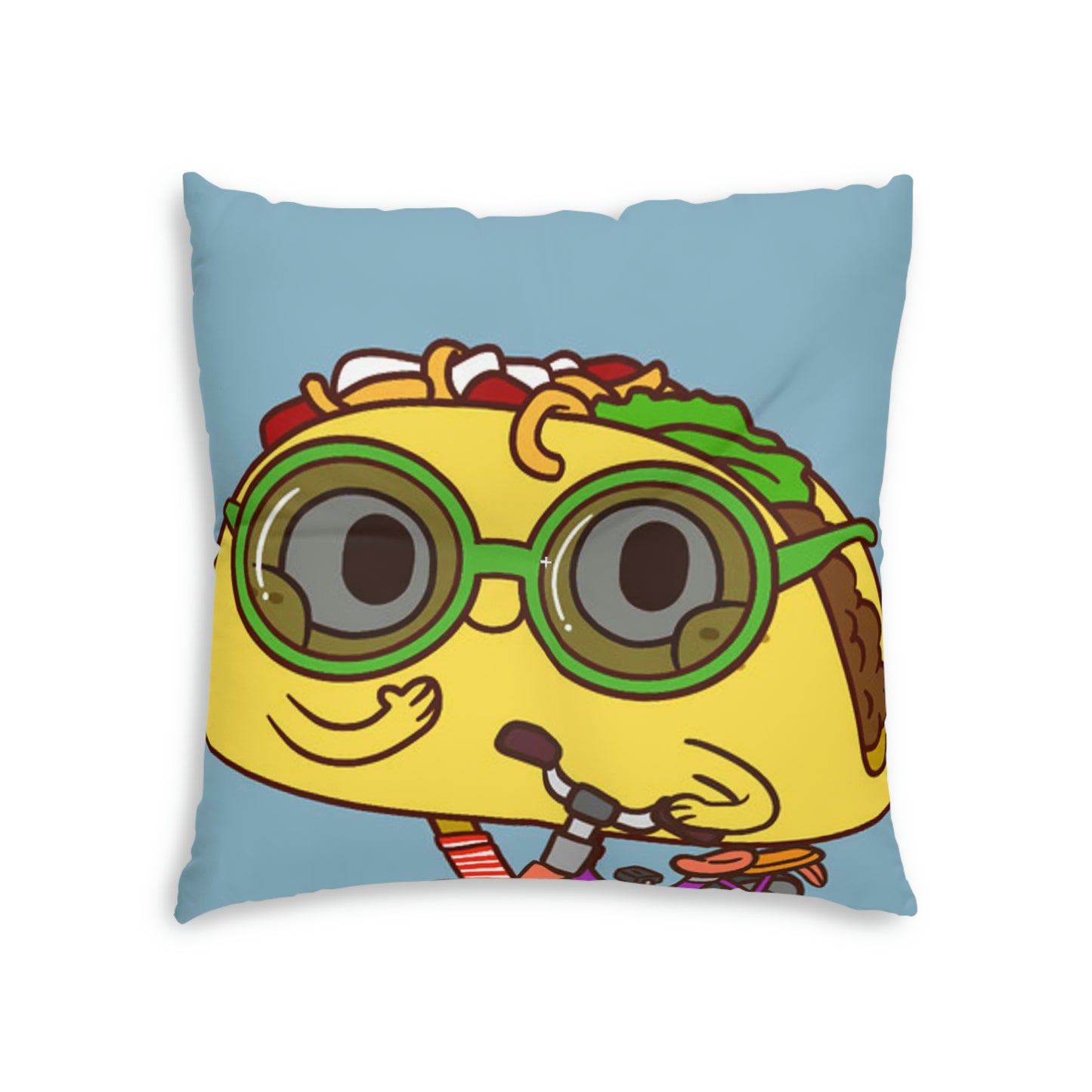 Bike Ride Scooter Taco Tufted Floor Pillow, Square