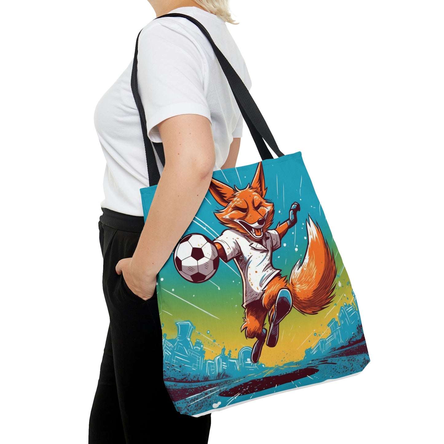 Fox Soccer Athletic Sport Anime Graphic Tote Bag (AOP)