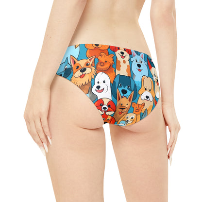 Cute Cartoon Dogs Whimsical Pattern Design Strappy Bikini Set (AOP)