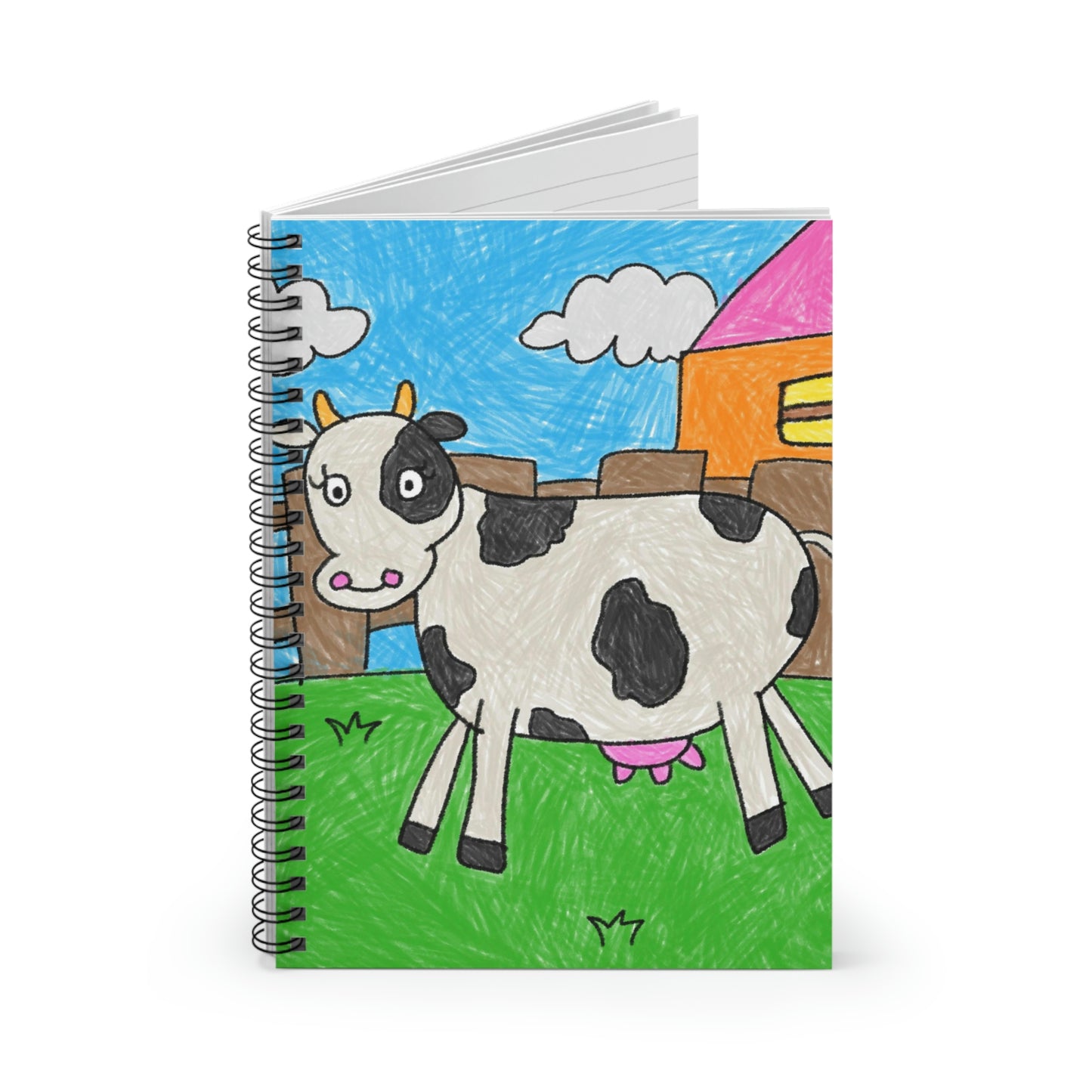 Cow Moo Farm Barn Animal Character Spiral Notebook - Ruled Line