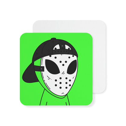 White Hockey Mask Green Alien Visitor Hockey Coasters (50, 100 pcs)