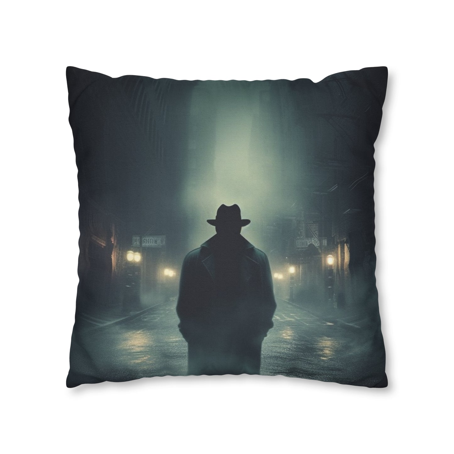 Mystery Detective Alley - Noir Book Cover Artwork Spun Polyester Square Pillow Case