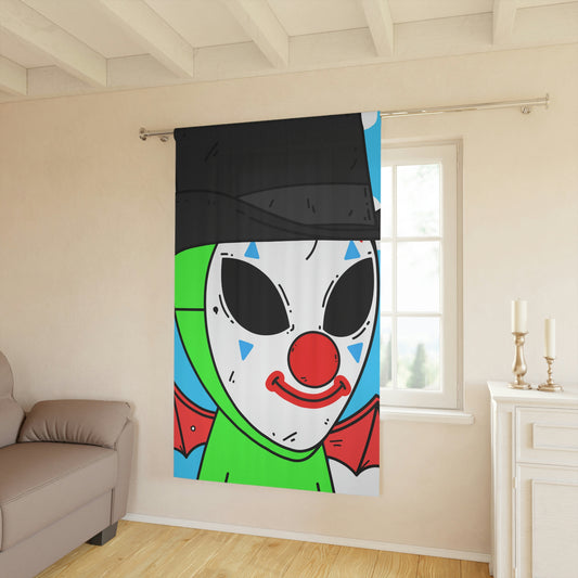 Payaso visitante alienígena verde con cortinas de ventana con alas de diablo (1 pieza)