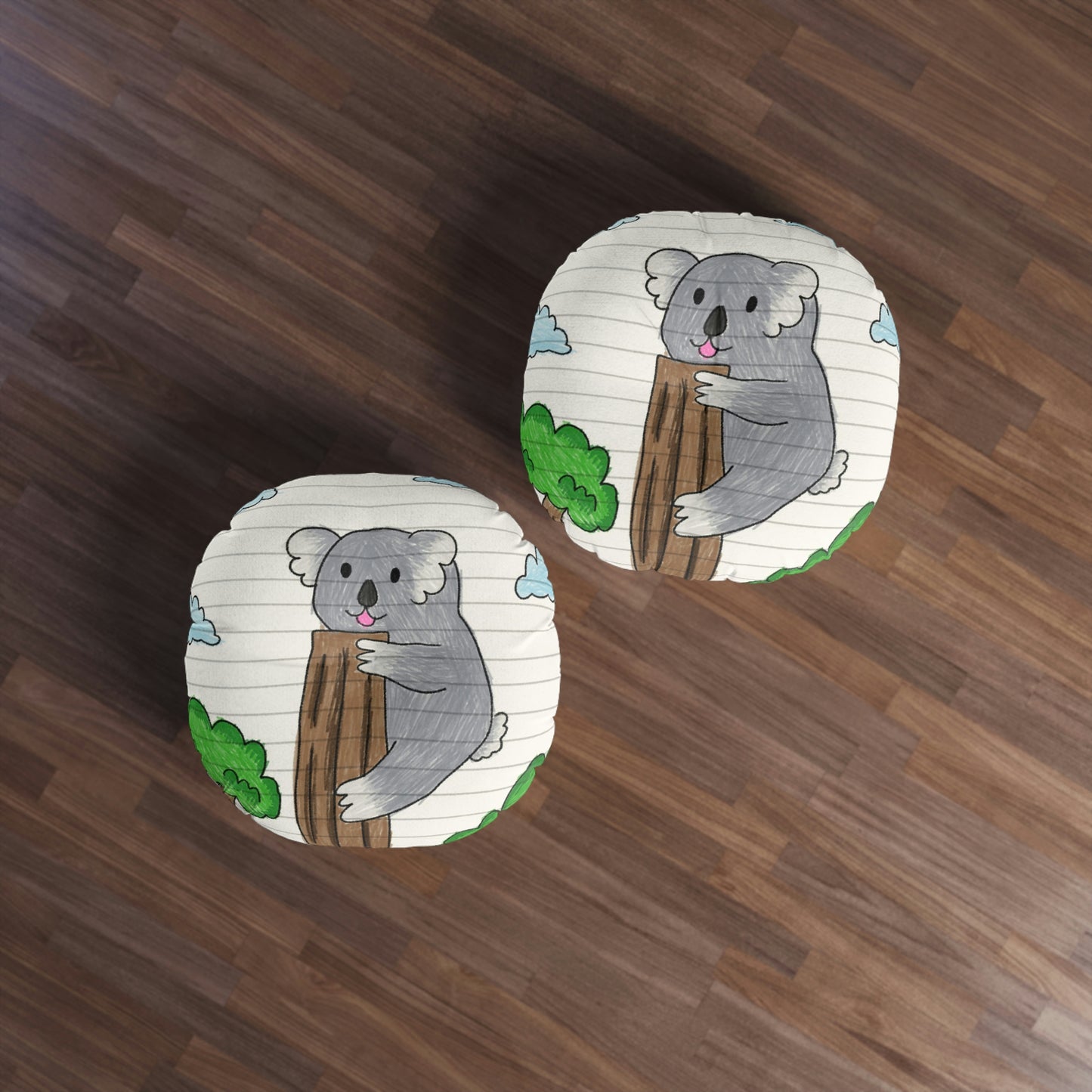 Koala Bear Animal Tree Climber Tufted Floor Pillow, Round