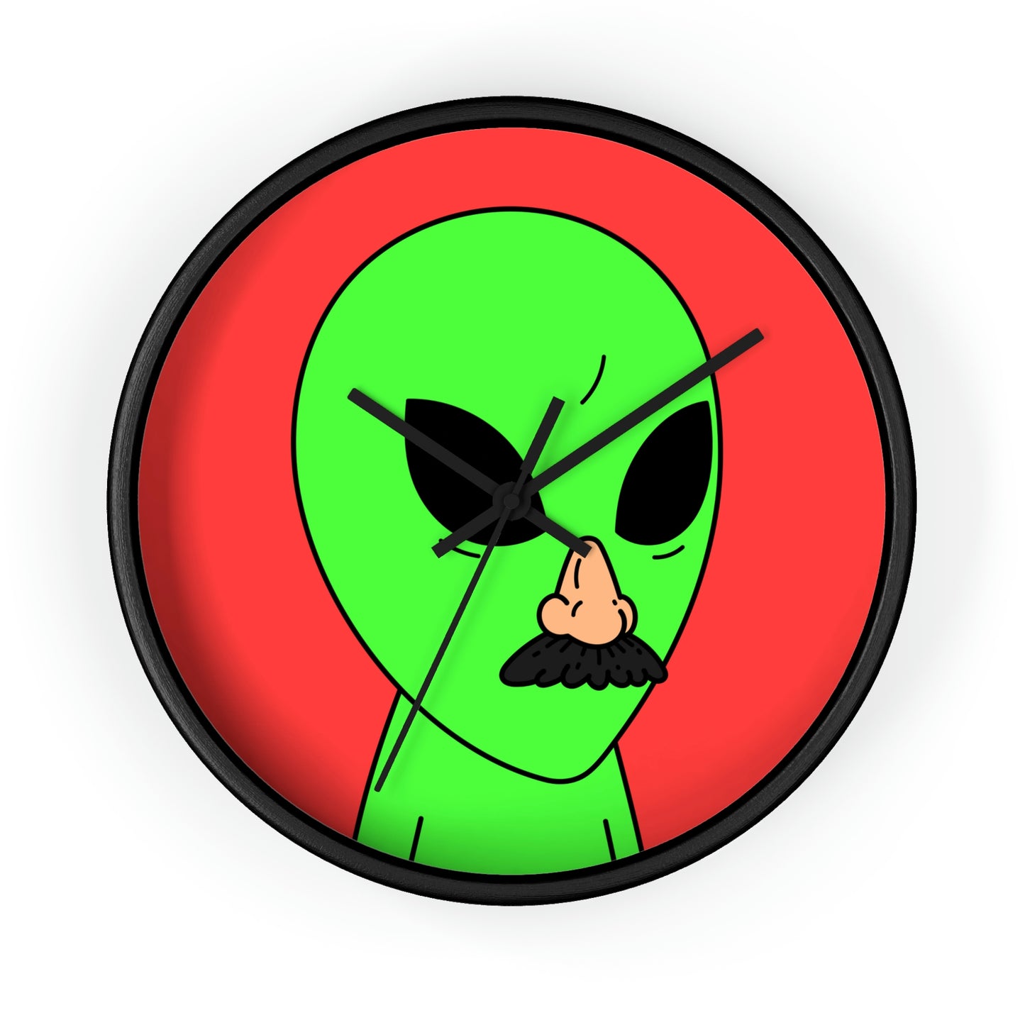 Green Visitor Alien Disguised Fake Nose Wall clock