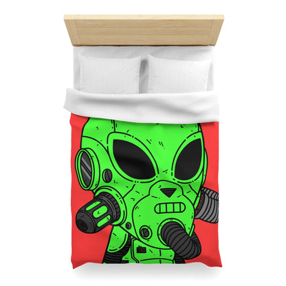 Cat Ears Armored Green Future Alien Cyborg Machine Visitor Microfiber Duvet Cover