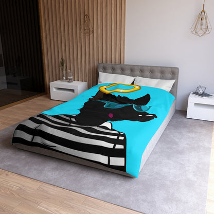 Cyborg Wolve Angel Halo Striped Shirt Glasses Wolf Microfiber Duvet Cover