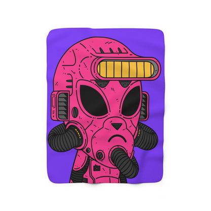 Armored Pink Future Alien Cyborg Machine Visitor Sherpa Fleece Blanket
